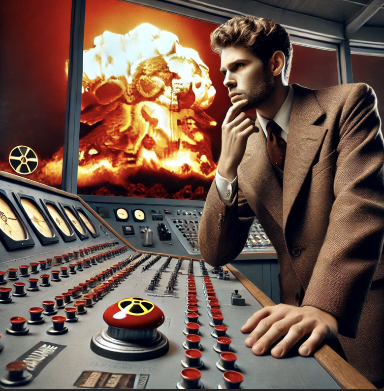 ChatGPT's (pretty rubbish) depiction of Sam Altman setting off a nuke 