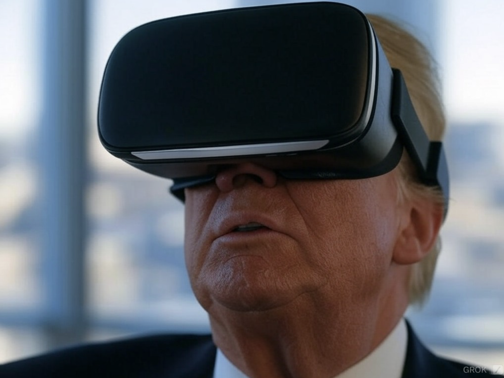 Grok's imagining of President Trump wearing a VR headset 