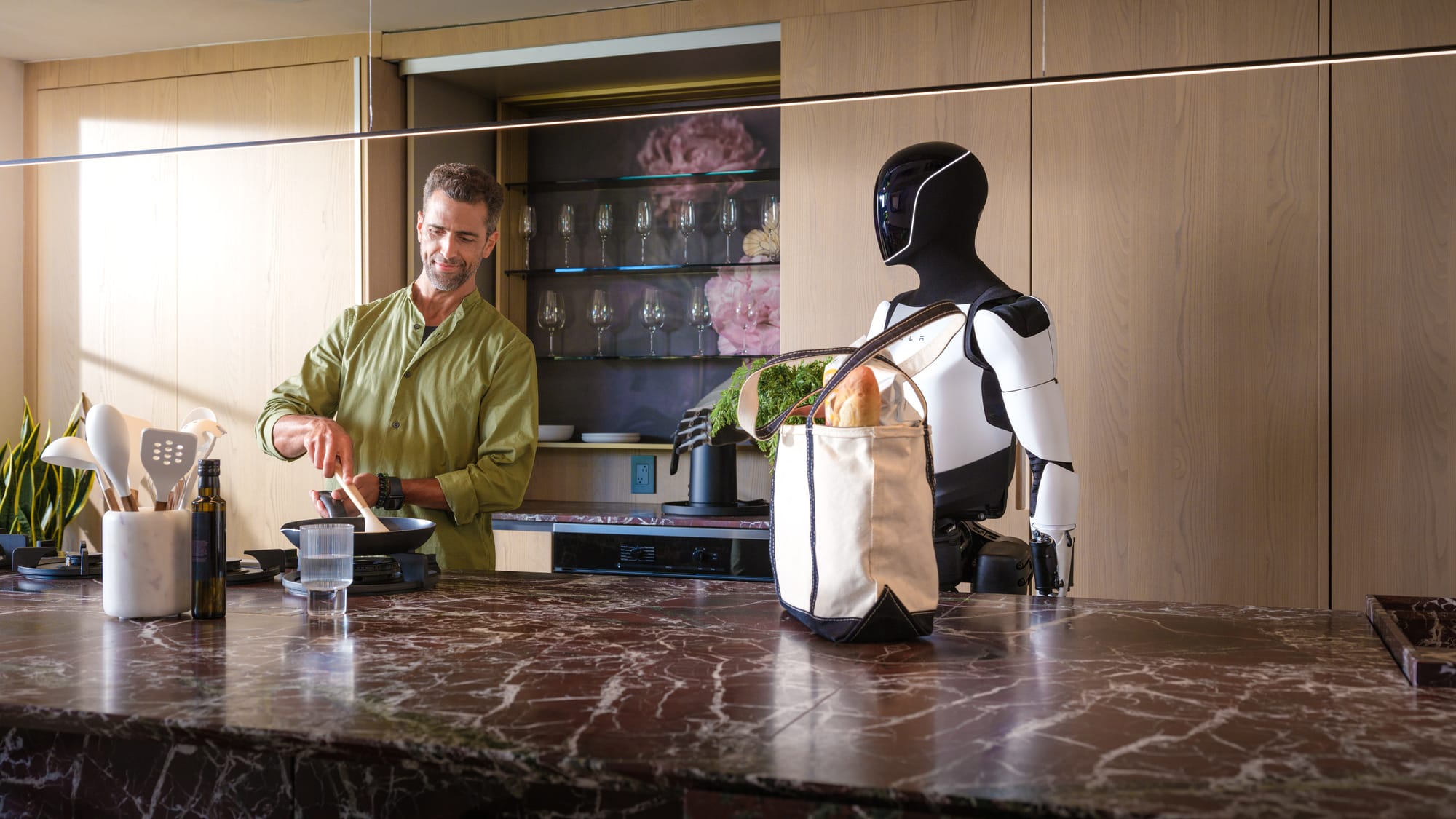 Tesla's Optimus robot makes itself at home in a domestic setting (Image: Tesla)