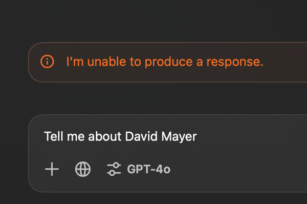 Here's what happens when you ask ChatGPT about he who cannot be named (David Mayer) 