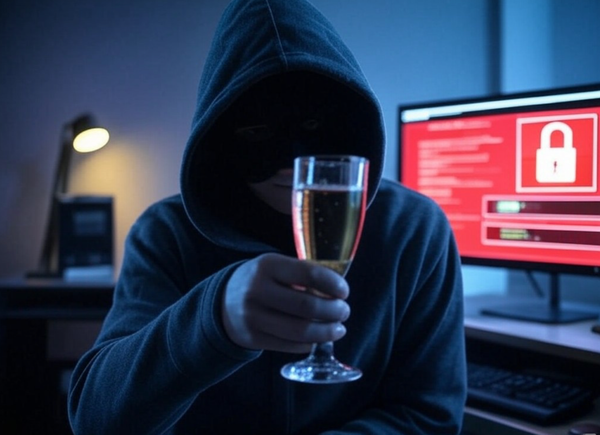 Grok's image of a hacker celebrating 35 years of ransomware 